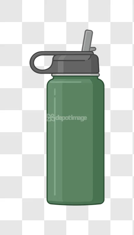 Green Insulated Water Bottle Straw