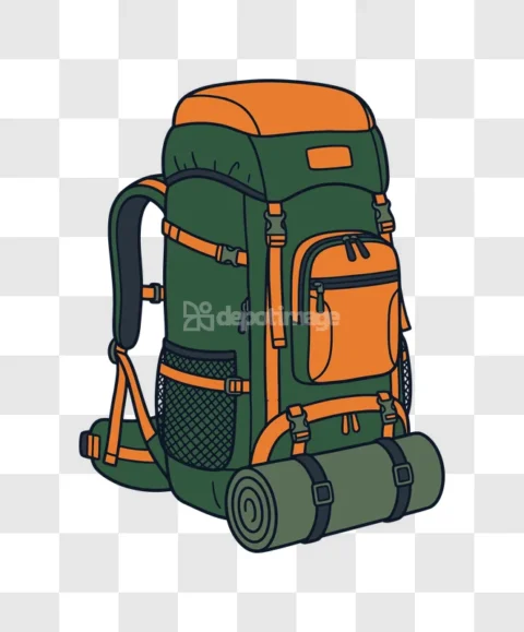 Green Orange Hiking Backpack Travel Gear Camping Equipment