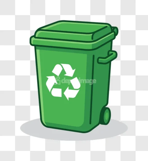 Green Plastic Recycle Bin Wheel Icon