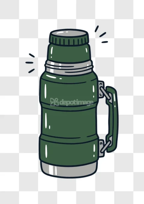 Green Thermos Bottle Vintage Style