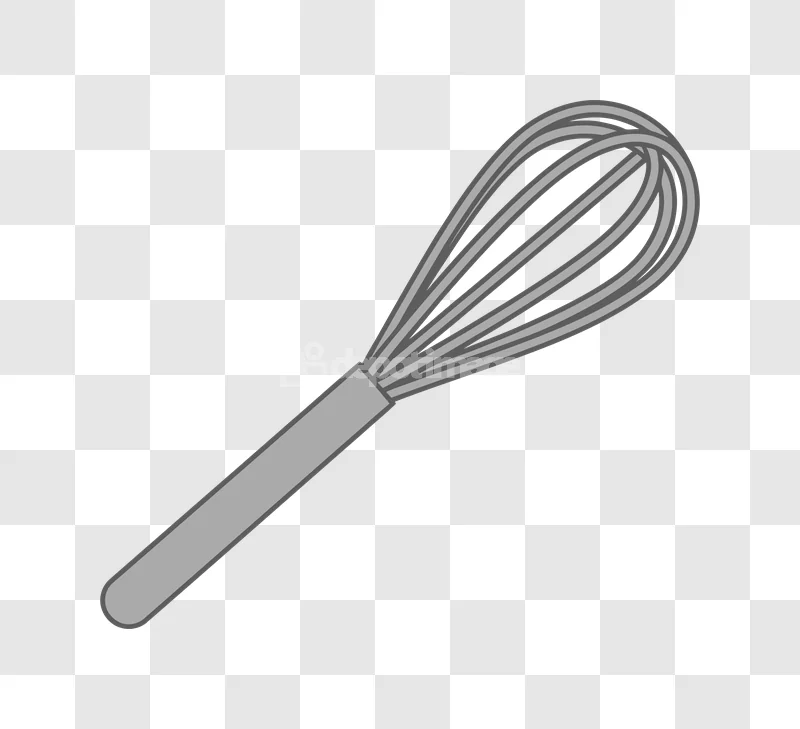 Grey Metal Kitchen Whisk Icon, simple flat gray outline