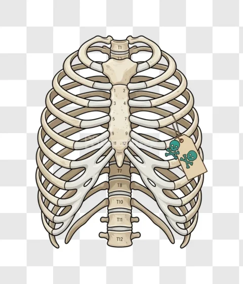 Halloween Cartoon Ribcage Skeleton Tag Skulls