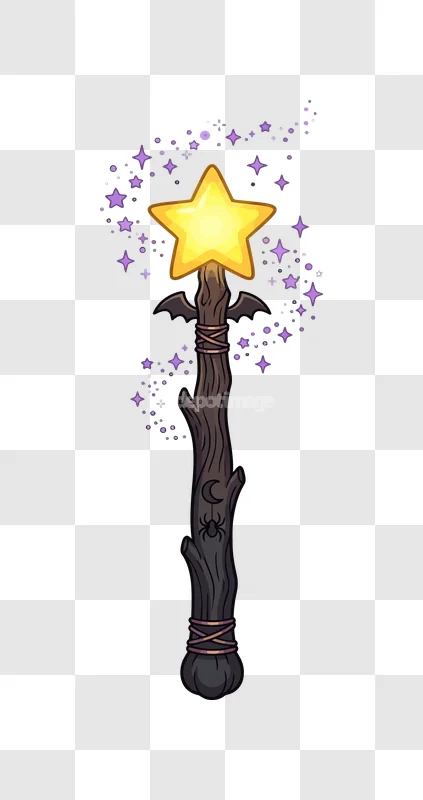 Halloween Magic Witch Staff Spider Moon
