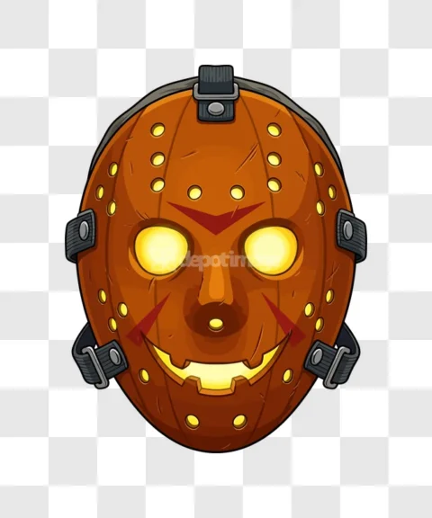 Halloween Pumpkin Hockey Mask Spooky Glow