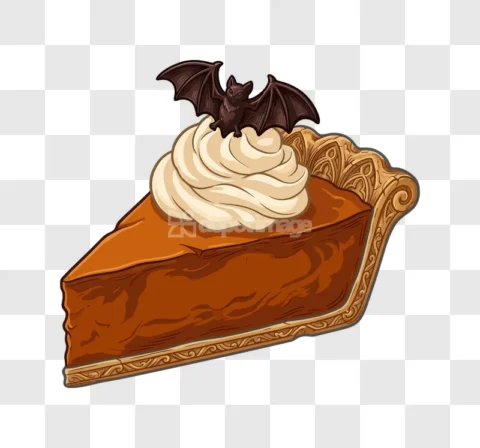 Halloween Pumpkin Pie Slice Bat Cream