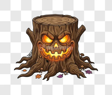 Halloween Spooky Tree Stump Jack O Lantern
