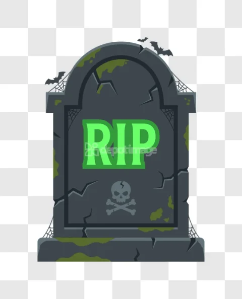 Halloween Tombstone Rip Spooky Bats Skull