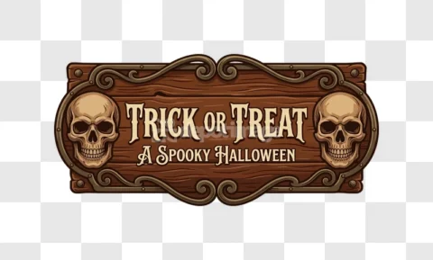 Halloween Trick Treat Spooky Skull Sign