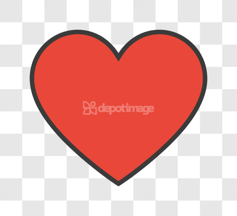 Heart Shape Red Love Symbol Icon red flat graphic with outline