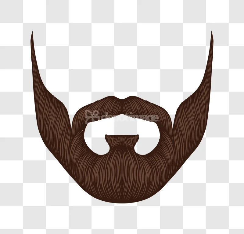 Hipster Beard Brown Facial Hair Design, stylized brown mustache beard graphic