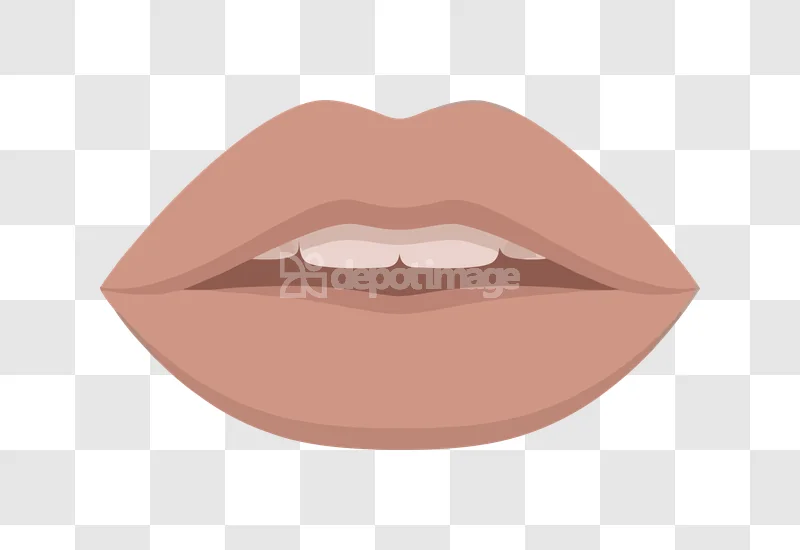 Human Lips Open Mouth Teeth Visible, natural-toned, flat illustration, visible teeth