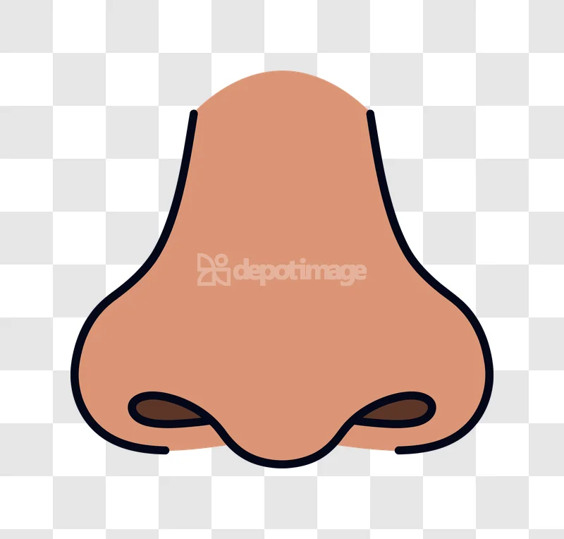 Human Nose Face Organ Smell Icon, cartoon style, brown, dark outline