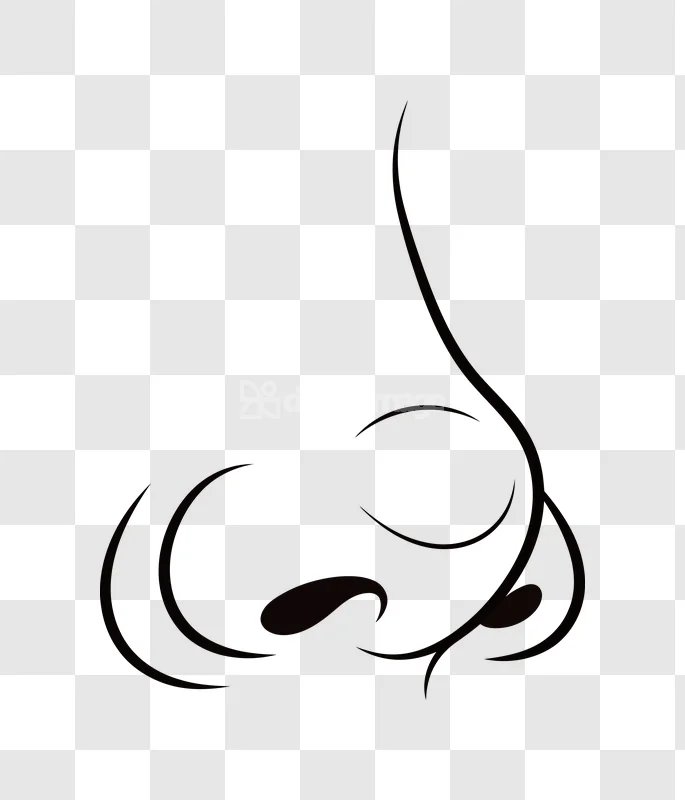 Human Nose Minimal Line Art Drawing subtle dark lines, black background