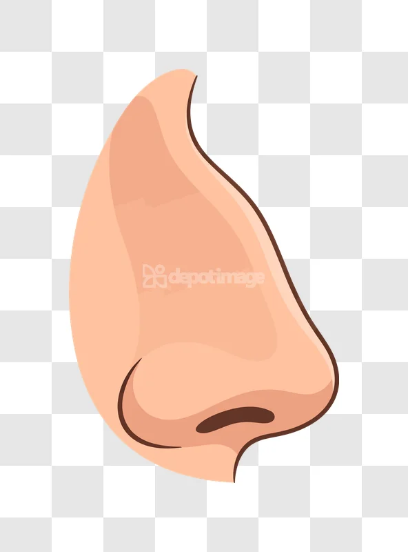 Human Nose Side View Beige Pink, cartoon style, light brown, transparent background