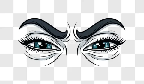 Intense Stylized Eyes With Eyebrows Vector