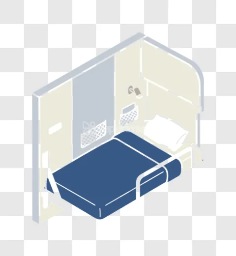 Isometric Bed Small Room Sleeping Area Travel