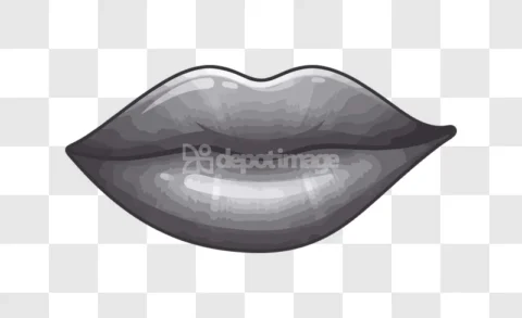 Lips Glossy Gray Color Pucker Vector