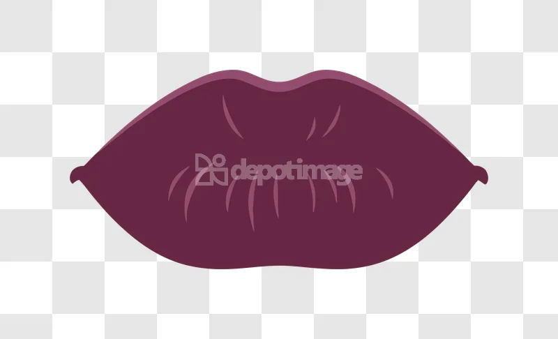 Lips Kiss Purple Lipstick Makeup: stylized purple lips, flat graphic