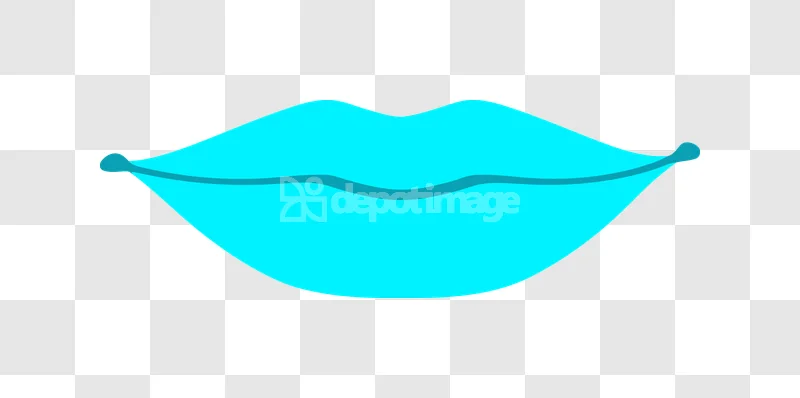 Lips Mouth Turquoise Simple Icon: flat, vibrant turquoise lips graphic