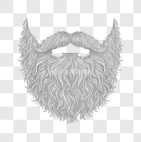 Long Curly Grey Beard Mustache Vector