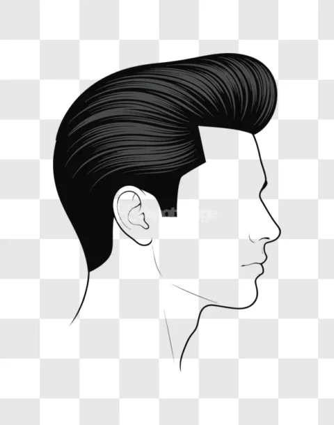 Male Head Pompadour Hair Profile View