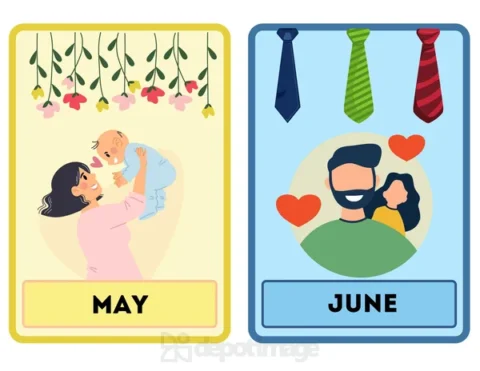 May June Flashcards Mother Baby Family Ties Love