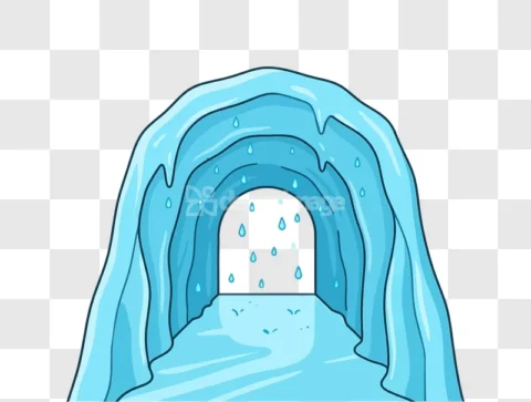 Melting Ice Cave Tunnel Dripping Water
