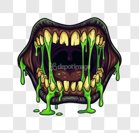 Monster Mouth Green Slime Halloween Creepy