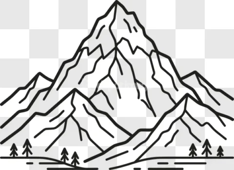Mountain Range Pine Trees Outline Icon Line