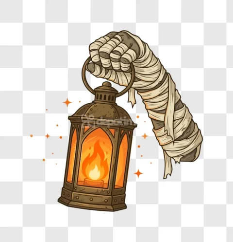 Mummy Hand Holding Halloween Lantern