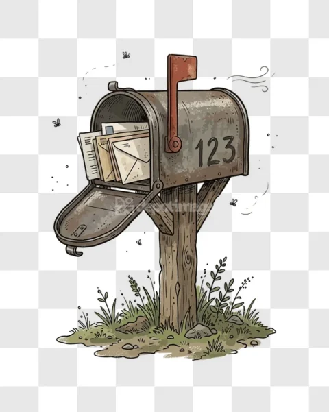 Old Rustic Mailbox Full Letters