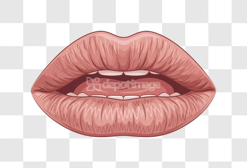 Open Mouth Lips Teeth Tongue Pink stylized pink lips with open mouth