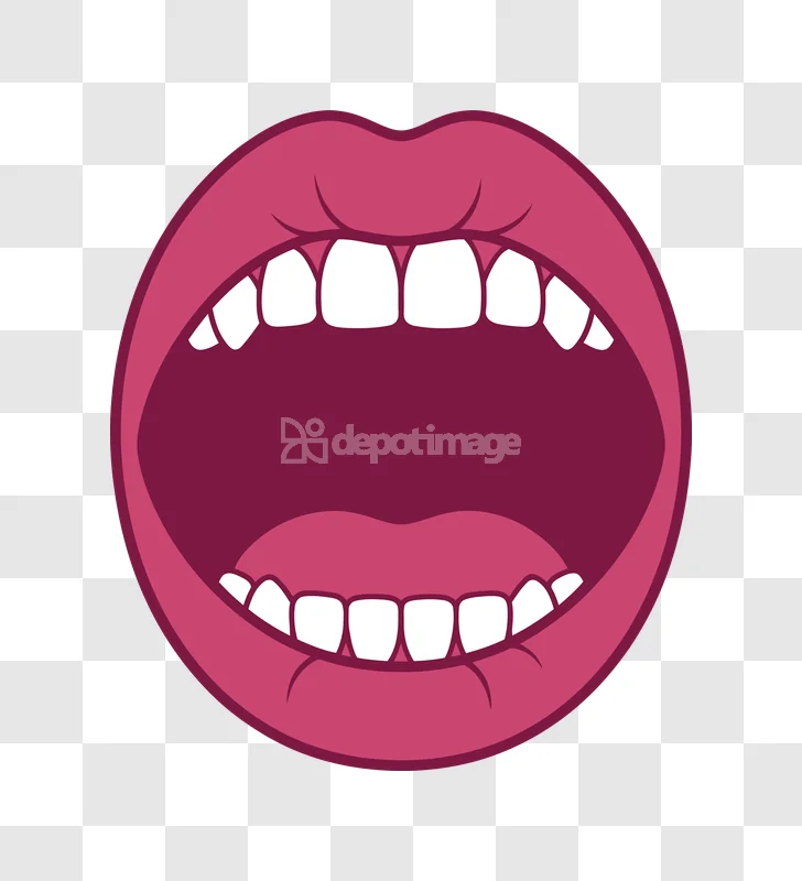 Open Mouth Red Lips White Teeth, cartoon pink lips, white teeth, black background
