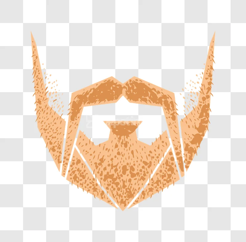 Orange Beard Flat Geometric Design stylized geometric beard with textured brown color.