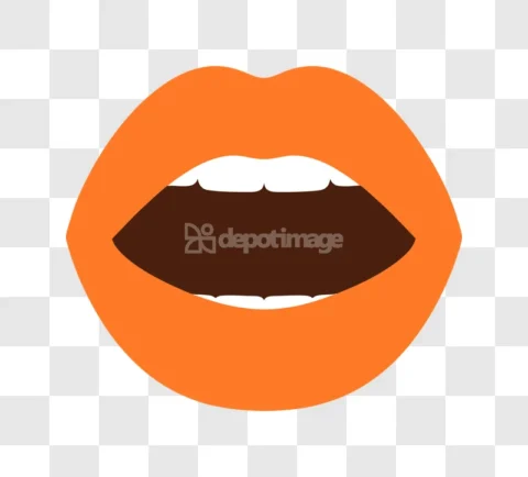 Orange Open Mouth Lips Teeth Graphic