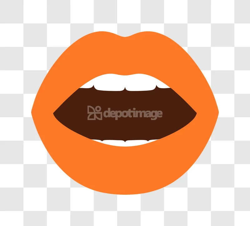 Orange Open Mouth Lips Teeth Graphic vibrant orange lips white teeth graphic