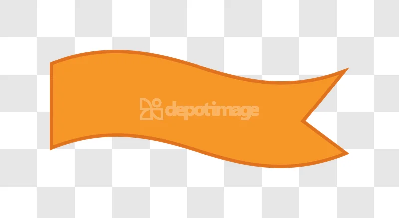 Orange Wavy Flag Banner Ribbon orange curved shape with cutout end