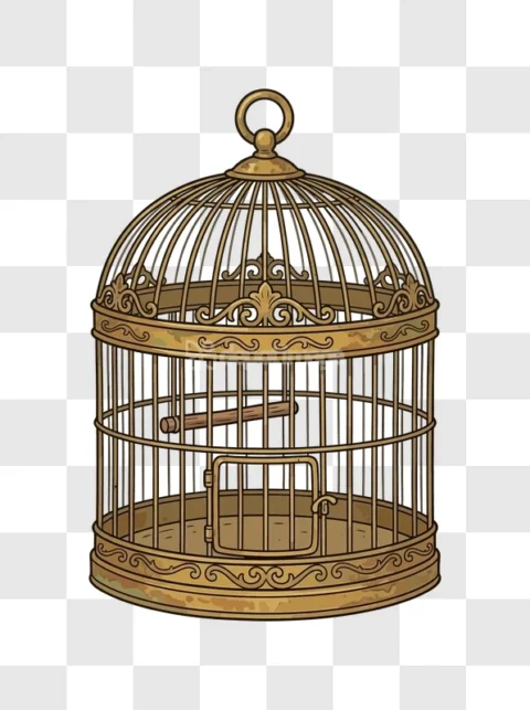 Ornate Vintage Gold Bird Cage Perch