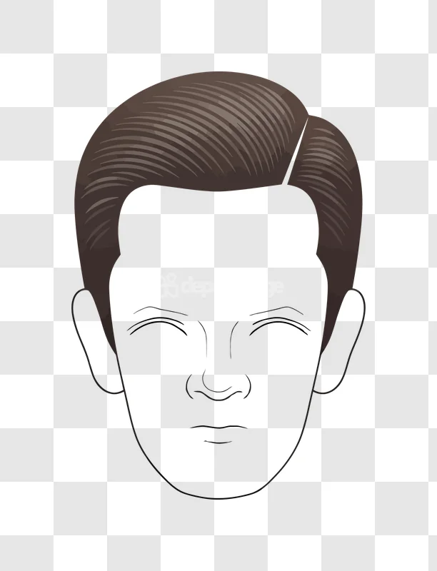Outline Male Face No Eyes Cartoon dark face brown hair illustration