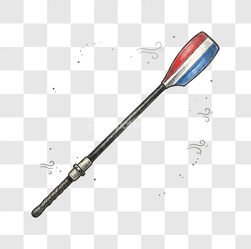 Paddle Colorful Striped Design Sketch Style oar with red white blue stripes sketch style