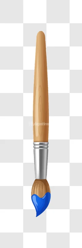 Paintbrush Blue Paint Wood Handle