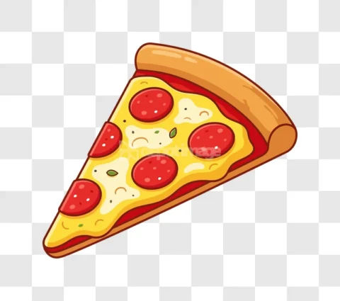 Pepperoni Pizza Slice Cartoon Food