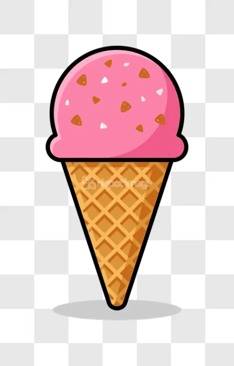 Pink Ice Cream Cone Dessert Waffle
