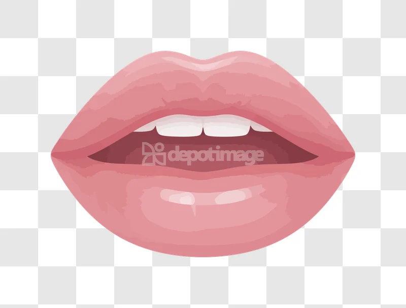 Pink Open Mouth Lips Teeth Glossy, vibrant pink, glossy texture, open