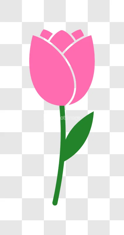 Pink Tulip Flower Simple Icon Illustration