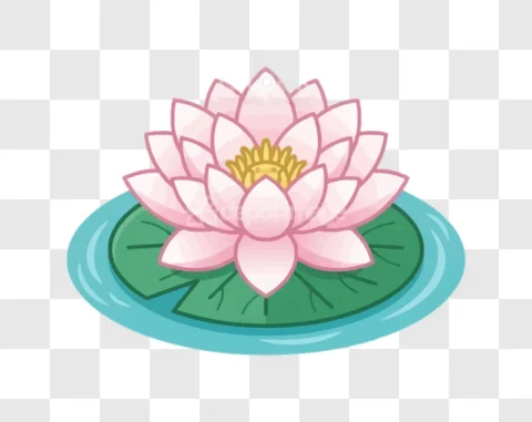 Pink Water Lily Pond Green Leaves