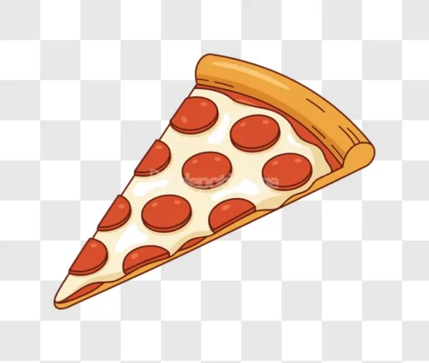 Pizza Slice Pepperoni Cartoon Illustration