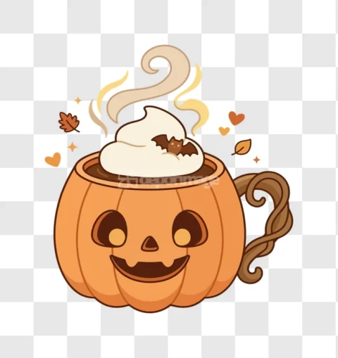 Pumpkin Mug Bat Whipped Cream Halloween Drink
