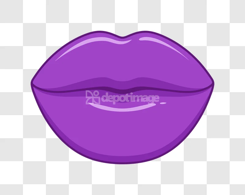 Purple Lips Kiss Mouth Glossy: vibrant purple, glossy, cartoon style lips