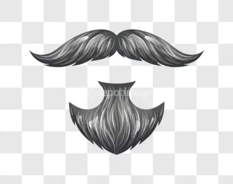 Realistic Gray Mustache Beard Set Illustration